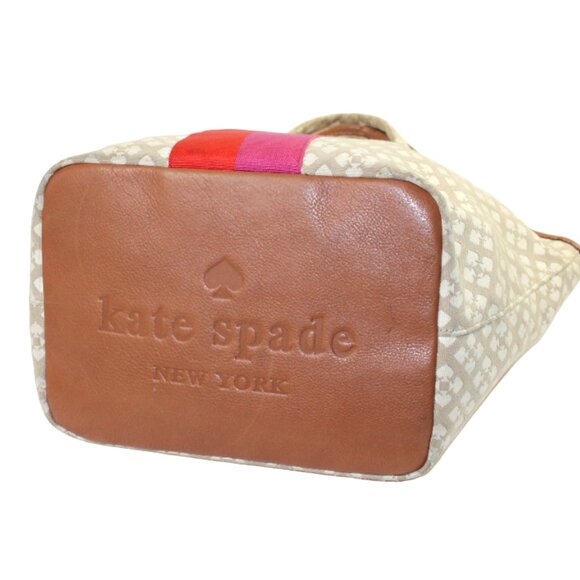 Kate Spade Stevie Classic Cream & Tan Signature Logo Jacquard Hobo Bag - Picture 10 of 13